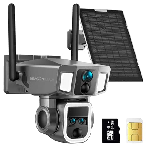 4G LTE Cellular Security Camera Outdoor, 4K 10x Optical Zoom Wireless Solar Camera 12000mAh, No WiFi or WiFi 2 Mode, 360° Pan and Tilt AI Tracking Cam for Remote Monitor with SIM Card and 64GB SD Card