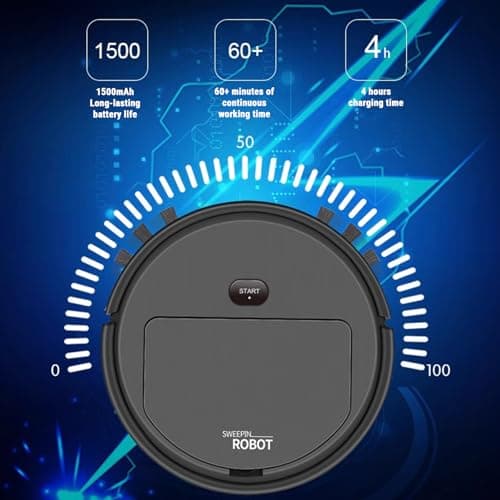 WOHPNLE Robot Vacuum Cleaner, USB Smart 3 in 1 Super Thin, Powerful Suction, Quiet, Self Charging Robotic Vacuum Cleaner, Cleans Hard Floors to Medium Pile Carpets (Black) 6