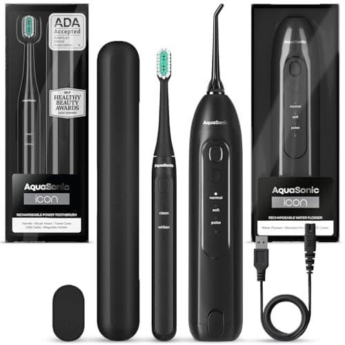 Aquasonic Icon Toothbrush & Water Flosser Bundle (Onyx)