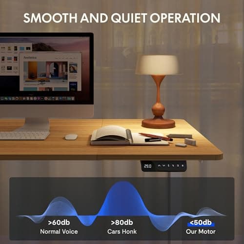 FLEXISPOT 71x32 Inch Electric Large Standing Desk for Home & Office, Spacious Splice Board Desk with Cable Management & Organizer, Cup Holder & Hook, Maple 8