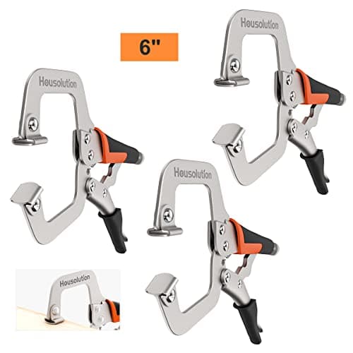 Housolution C-Clamp Locking Pliers with Swivel Pads, [3 PACK] 6 Inch Heavy Duty C Clamps Set Wood Tools for Woodworking, Aligning, Welding - Black & Orange