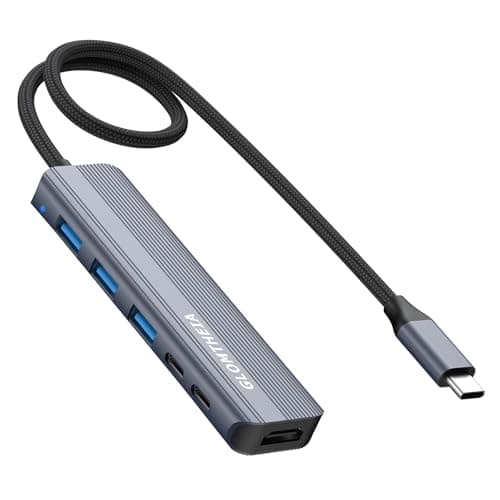 Glomtheia USB C Hub HDMI Multiport Adapter Dongles for MacBook Pro/Air Mac iPad Laptop, Tpye C Docking Station Multiple Dock with 4k@30Hz HDMI, USB A 3.0, USB C 3.0, 100W Pass Through Charging