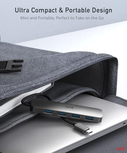uni USB C to USB Hub Multiport Adapter, Aluminum 4 Ports USB C Splitter for Laptop, Slim Thunderbolt 3/4 Data USB Hub Compatible for MacBook Pro/Air, iPad Pro, Dell, Chromebook | Keyboard, Mouse, HDD 8