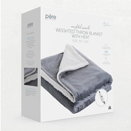 Pure Enrichment WeightedWarmth - 2-in-1 Heated Weighted Blanket, 13 lbs (50” x 60”) Large, 4 Relaxing InstaHeat™ Settings, Cozy and Soft Micromink and Sherpa, Reversible Throw with Storage Bag 8