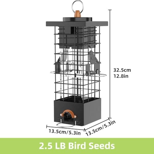Squirrel Proof Bird Feeder,Metal Bird Feeders for Outdoors,Attracting Finch,Cardinal,Chickadee and More Wild Bird,Birthday Gifts for Bird Lovers,2.5LB Capacity 6