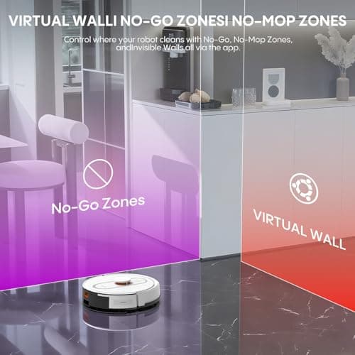 Bagotte Robot Vacuum and Mop, Robotic Vacuum Cleaner with Self Emptying Station for 60 Days, 5000Pa Suction, LiDAR Navigation, No-Go Zones,Wi-Fi/App/Alexa Control, for Carpets & Hard Floors 8