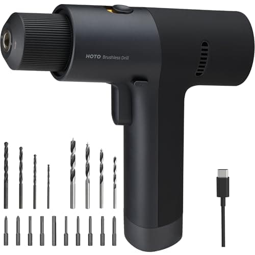 HOTO Cordless Brushless Drill 12V, LED Display Screen, 30 Precision Gears, 2 Working Modes, 2000mAh Battery, 266 In-lbs (30N·m) Torque, 3/8 Inch Keyless Chuck, 1400RPM, 10 x Bits, 8 x Drill Bits