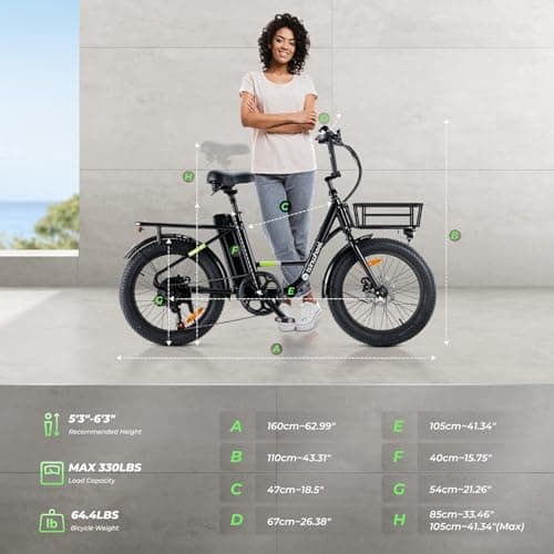 isinwheel U7 E Bike for Adults Electric Bike with Dual Cargo Rack, 48V 1000W Peak Ebikes for Adults, 7 Speed Gear, 20mph Step Thru Cruiser Electric Bicycles, 20" × 3“ Fat Tire Ebike 8