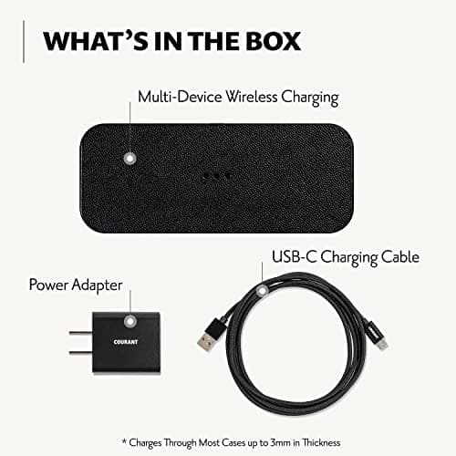 Courant Catch:2 Classics - Italian Leather Dual Wireless Charging Pad - Compatible with iPhone 11, X, SE, Galaxy S23, S22, S21, S20, Note, AirPods, AirPods Pro (Black) 6