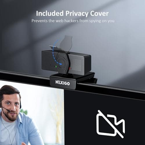 NexiGo N60 Pro (Gen 2) 1080P Webcam with Distortion-Free Lens, USB A to Type-C Data Cable, Noise Reduction Mic & Privacy Cover, for Zoom/Skype/Teams/Webex, Laptop MAC PC Desktop 5