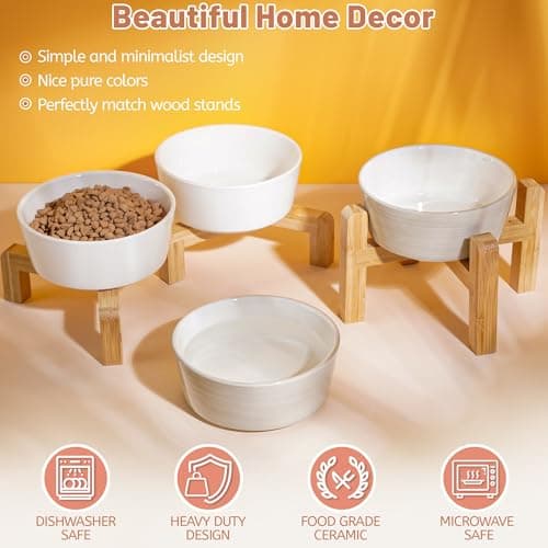 Kitwinney Dog Bowls, Non Slip Ceramic Dog Food and Water Bowl with Silicone Base, Heavy Weighted Pet Feeding Bowl for Cats, Puppoes and Small Dogs (Light Grey-2 Pack, 6 Inches) 6