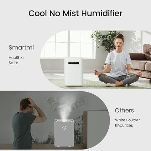 smartmi Evaporative Humidifiers, Cool No Mist Humidifiers for Bedroom, Air Humidifiers for Baby, 4L Top Fill, Self-Cleaning, Quiet, Smart APP Control, Auto Shutoff, Air-drying, Shockproof White 5