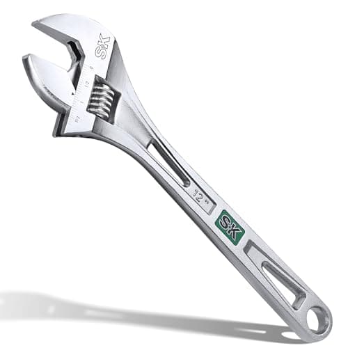 SK 12-Inch Adjustable Wrench, 1-9/16" Jaw Capacity, Cr-V Steel, SAE&Metric Scales