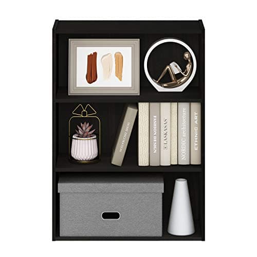 Furinno PASIR Book Shelf, 3-Tier Bookshelf, Storage Shelves Bookcase, 9.7 x 23.7 x 31.5, for Living Room, Bedroom, Home Office, Espresso 9