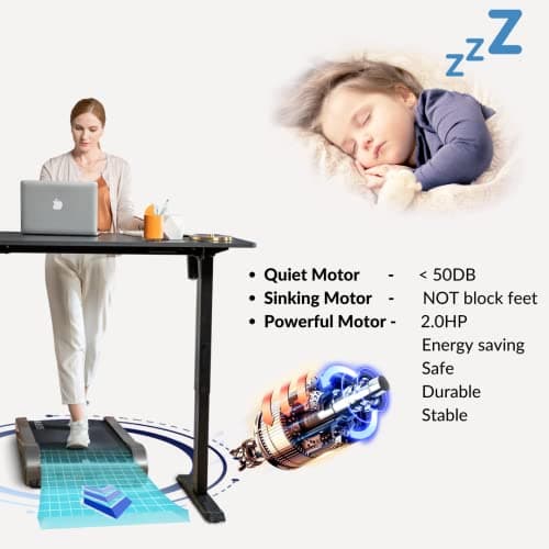 Under Desk Treadmill Motorized Folding Small Walking Treadmills for Home & Office Egofit Walker Pro M1, Installation-Free with LCD Display, Compact Fit Standing Desk Treadmills 10
