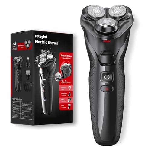 All-in-One Electric Razor for Men: IPX7 Waterproof, 3-in-1 Shaver for Beard/Nose/Sideburns, Turbo Speed with Precision Blades, Cordless Travel Kit