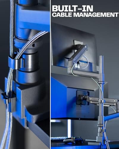 VIVO Pneumatic Arm Dual Ultrawide Monitor Extra Tall Desk Mount for Up to 49 inch Screens, Heavy Duty Clamp, Holds 2 Ultra Wides Up to 44 lbs, Black, STAND-V120K 9