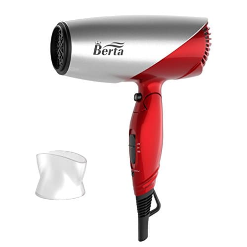 Berta 1875W Folding Hair Dryer Travel Dryer with Negative Ions, Dual Voltage Lightweight Compact Blow Dryer, 2 Heat 2 Speed Settings for Salon Styling, Red 8