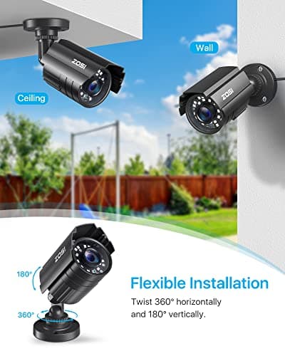 ZOSI 1080P HD TVI Security Camera for Home Office Surveillance CCTV System, 2MP Outdoor Indoor Weatherproof Bullet BNC Camera with Metal Housing, Night Vision, for 1080P/5MP/4K HD-TVI Analog DVR 5