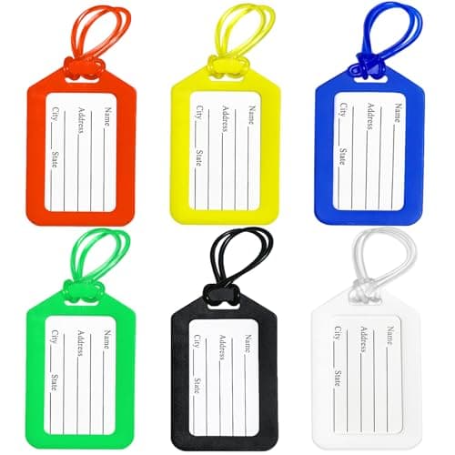 Luggage Tags for Suitcases: 6 Pack Travel Tags for Luggage, Bright Luggage Bag Tags with Waterproof Film Name Tags for Kids Adults Travel Accessories Must Haves - Bag Tags for Backpacks