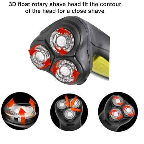 VSTSERIES Professional Corded Electric Shaver,Self Bald Head Razor,3D Rotary Shaver for Man,Close Shave Face & Head,Pop-up Trimmer for Bold Hair Stubble Beard,12v Powerful Motor,Corded Power Supply 7
