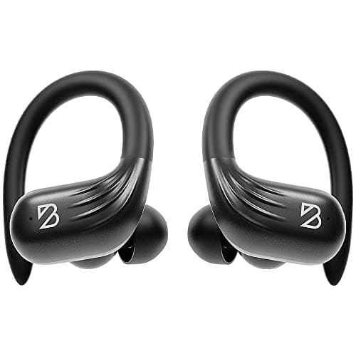 Back Bay Audio Runner 60 Wireless Running Earbuds, 80 Hour Long Battery Life Over The Ear Earbuds with EarHooks, Wrap Around Earphones Wireless Bluetooth Earphones with Microphone, in Ear Headphones 8