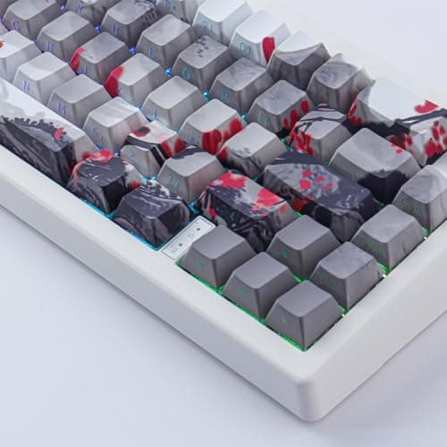 Tsungup PBT Keycaps - Side Print Keycap Set,135 Keys Double Shot Shine Through Landscape Painting Custom Keycaps,Cherry Profile Keyboard Key caps for Cherry MX Switches Mechanical Keyboards 9