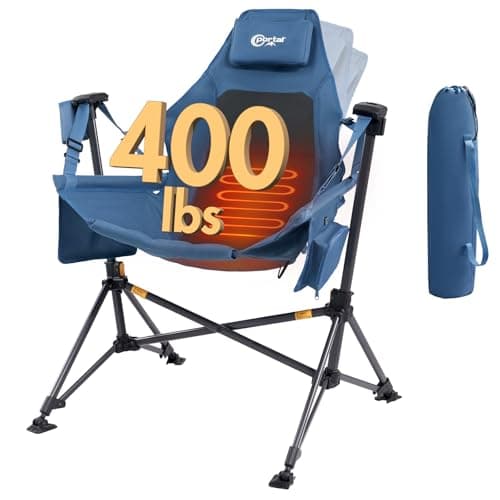 PORTAL Heated Hammock Camping Chair, Portable Outdoor Swinging Chairs, Rocking Chair for Adults with Adjustable Back and Height for Lawn Backyard Patio, Supports 400 lbs, Blue