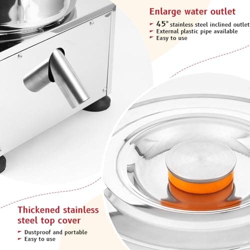 JIAWANSHUN Electric Commercial Salad Spinner Large Inner Capacity 10L(3kg Vegetable), 110V Stainless Steel Lettuce Spinner Vegetable Dryer for Canteens Hotels and Restaurants, One Key Switch 5