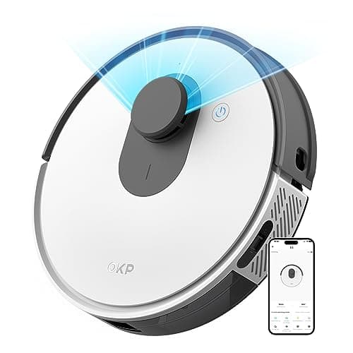 OKP L1 Robot Vacuum Cleaner, V-Shaped Brush Anti-tangling Design,3800Pa, 200 Mins Runtime, Slim, Self-Charging Robotic Vacuum Cleaner, Ideal for Pet Hair and Hard Floors