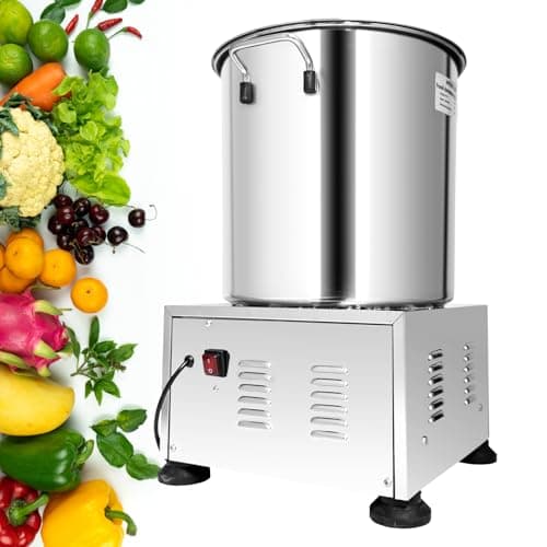 JIAWANSHUN Electric Commercial Salad Spinner Large Inner Capacity 10L(3kg Vegetable), 110V Stainless Steel Lettuce Spinner Vegetable Dryer for Canteens Hotels and Restaurants, One Key Switch