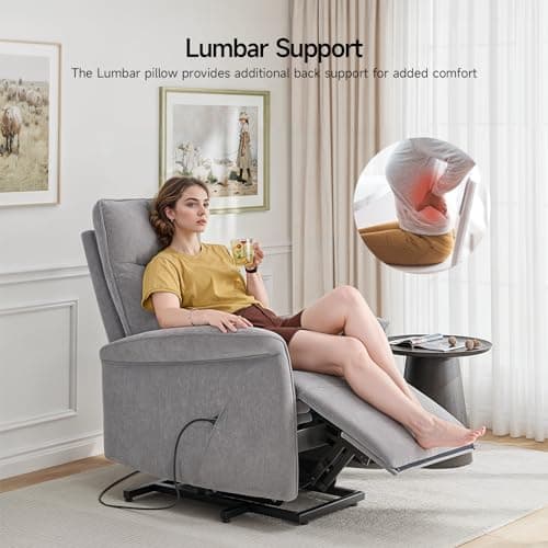 ONBRILL Power Lift Recliner Chair for Elderly, Recliner Chairs for Adults, Lay Flat Lift Chairs Recliners with Remote, Heavy Duty Reclining Chair for Living Room, Bedroom (Grey) 6