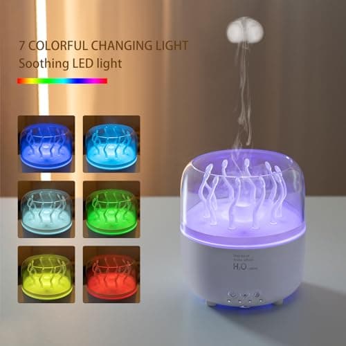 Lifgtzyn Jellyfish Diffuser 280ml, Cute humidifier, with Remote Control Timer, 7 Color LED Night Light, Essential oiluser Suitable for Home Office, Hotel spa Yoga Room, auto Shut-Off 8