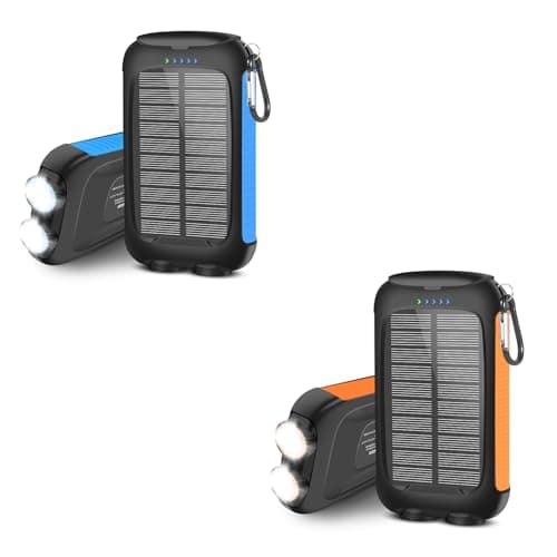 Kepswin 2 Pack Solar Power Bank 38800mAh + Portable Solar Charger 38800mAh with USB-C Port/LED Flashlight for Camping Travel Outdoor Activities