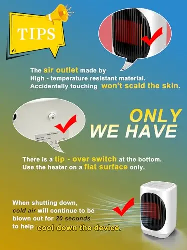 iFTY Small Space Heater for Indoor Use, Portable Electric Heaters with 3 Modes, 70° Oscillation, Remote Control, Overheating Protection, 1500W PTC Ceramic Fast Safety Heating For Bedroom Office Desk 8