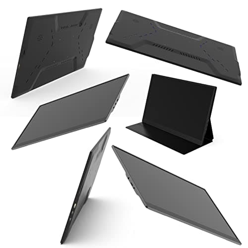 Bimawen Portable Monitor 17.3 inch | HDMI/Type-C Compatible | Foldable Stand | Leather Case | Dual Type-C IPS | 1080p | VESA Mountable 7