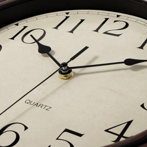 Foxtop Retro Silent Non-Ticking Round Classic Clock Quartz Decorative Battery Operated Wall Clock for Living Room Kitchen Home Office 12 Inch (Bronze) 7