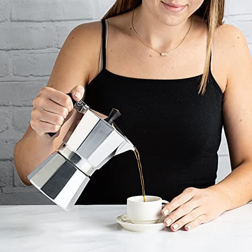 Primula Classic Stovetop Espresso and Coffee Maker, Moka Pot for Italian and Cuban Café Brewing, Greca Coffee Maker, Cafeteras, 6 Espresso Cups, Silver 8