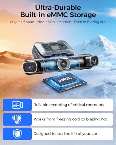 AZDOME 360° 4 Channel Dash Cam Front and Rear Inside, Built-in 128GB eMMC, 2K+1080P*3 Dashcam, Left Right, Voice Control, 5G WiFi Dash Camera for Cars with 4 Adjustable Lenses, IR Night Vision, M660 8