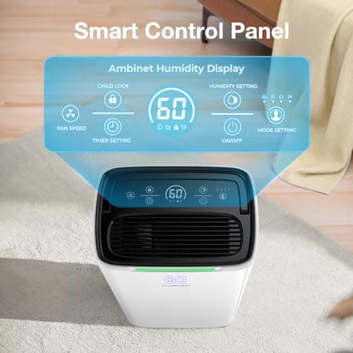 4500 Sq.Ft Dehumidifier for Basement with Drain Hose, PLUSCENT 40 Pint/Day Dehumidifiers for Home Bedroom Bathroom, 4 Modes, Smart Humidity Control, Auto Restart, Auto Defrost, 24H Timer 5