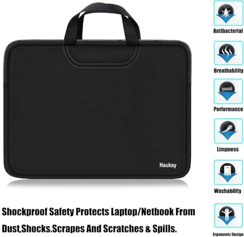 Laptop Sleeve Bag 15.6 Inch, Durable Traveling Briefcase Handle Bag & with Extra Pockets, Computer Protective Case Compatible for 15 15.6 inch HP, Dell, Acer, Asus, Black 7