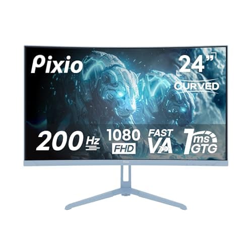 Pixio PXC248 Wave Blue 24 inch 200Hz Refresh Rate FHD 1080p Resolution 1500R Curve Fast VA Panel 1ms GTG Response Time Adaptive Sync HDR Curved Gaming Monitor