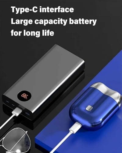 New Model Mini Dual-Head Electric Shaver, Mini Razor Dual Head Portable,Double Head Razor, Pocket Size Washable Electric Razor (Silver) 7