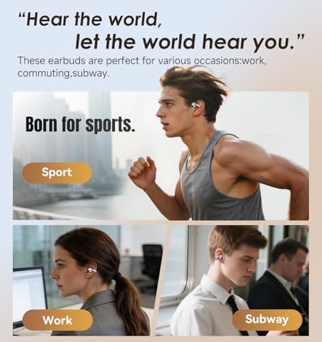 King Lucky Clip-On Earbuds Gen 3, Open-Ear Wireless Bluetooth 6.0 Headphones with Mic, Secure Fit for Small Ears & Glasses Wearers, 50H Playtime, ENC, IPX5 Waterproof Sport Ear Buds (Purple) 8