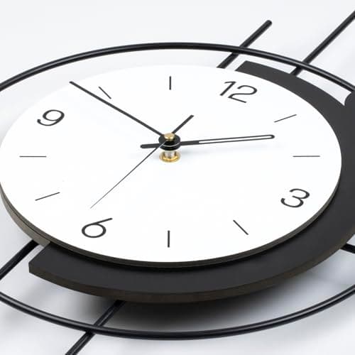 YIJIDECOR Large Wall Clocks for Living Room Decor Modern Silent Wall Clock Battery Operated Non Ticking for Bedroom Office Kitchen Home Decorative Metal Clock Wall Art Decor for Home 13x29inch 6