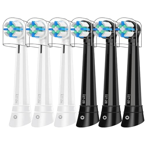 Replacement Heads Compatible with Toothbrush, for 2/3/4/5/6/7/8/9/10 Series Electric Toothbrushes, Medium Softness for Protect Teeth and Gums, 6 Pack, White/Black