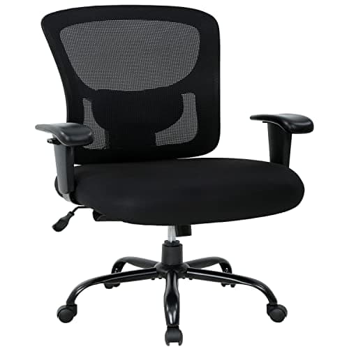 HCY Big & Tall Office Chair, Desk Chair 400 lbs Computer Mesh Chair for Heavy People Height Adjustable Rolling Desk Chair with Ergonomic Lumbar Support for Home, Office (Black)