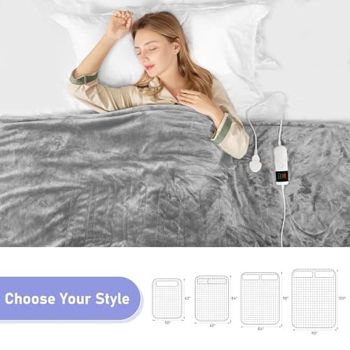 Electric Blanket Heated Throw, Soft Flannel Heating Blanket with 8 Hours Auto Off 10 Fast Heating Levels Machine Washable Sherpa Heated Blanket with Overheating Protection (Foot Bag - Gray, Throw) 5