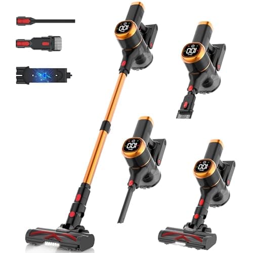 Tikom V500 Cordless Vacuum Cleaner for Home, 40000Pa/450W Stick Vacuum with LED Touch Screen, Charging Wall Dock, Anti-Tangle, Lightweight Handheld Vacuum for Pet Hair, Hard Floor, Carpet