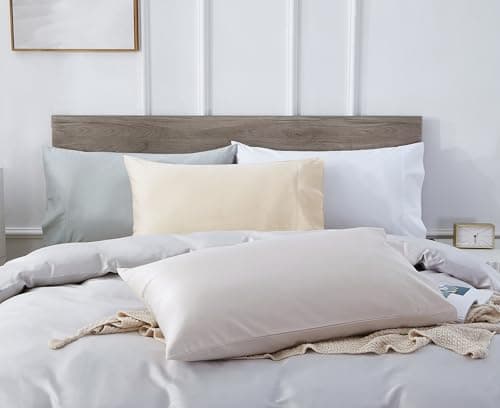 1000 Thread Count Cotton Pillow Cases Standard Size Set of 2, 100% Egyptian Cotton Sateen Weave Pillowcases,Envelope Closure Pillow Cover Silk Soft Breathable(White Standard) 6